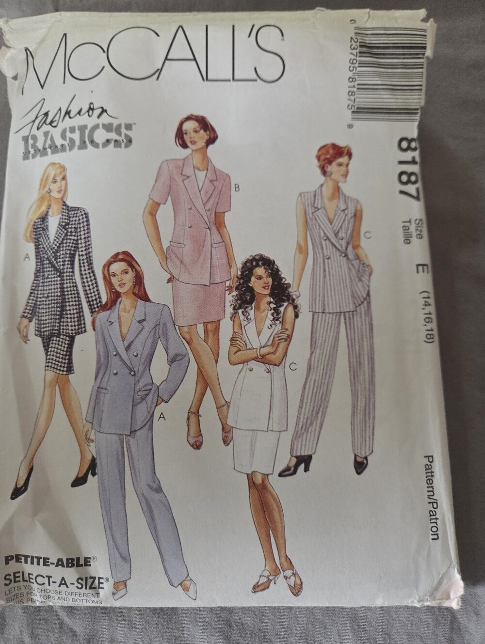 Vintage McCall's 8985 sewing pattern is for Misses' unlined vests. The envelope